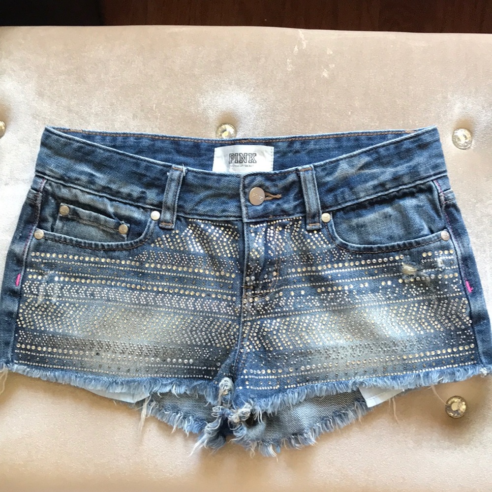 Victoria Secret PINK Sequined Cheeky jean cutoffs